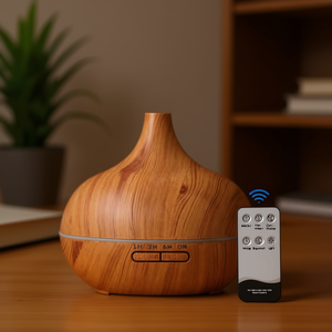 Aromatherapy <b>Diffuser</b> Wood Grain Design With Remote Control 500Ml Ultrasonic Humidifier <b>For</b> Home Office Use - Product Image 3