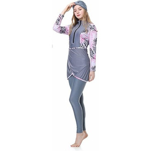 Oem New Collection <b>Modest</b> Hijab Women's Burkini High Cut Long Sleeves Sport Swimsuit Islamic 2 Piece <b>Set</b> Plus Size Print Quick - Product Image 2