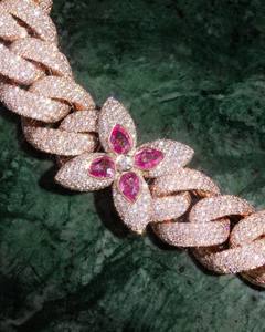 Cadena de Plata Gruesa Personalizada con Moissanita para Hombre, 13mm-22mm, Chapada en Oro Rosa S925, Cadena Cubana con Diamantes VVS y Moissanita - Product Image 3