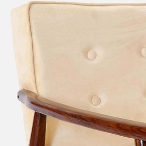 Fauteuil élégant en bois massif ivoire avec structure robuste, assise confortable, meubles design pour salon, chambre, cuisine, bureau - Product Image 6