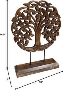 Escultura de madera artesanal de corazones marrones, regalo de decoración para el hogar, estatua abstracta moderna de madera. - Product Image 3