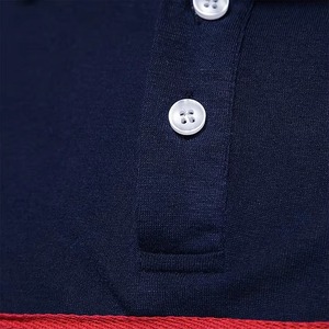 เสื้อโปโลแขนสั้นผู้ชาย คอตตอนถัก สีตัดต่อ สวมใส่สบาย ระบายอากาศได้ดี ทรงปกติ สีกรมท่า เทา แดง - Product Image 6