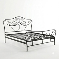 Cadre de lit Queen Size en fer forgé artisanal victorien, réglable, robuste, en métal, pour chambre à coucher, meuble sur mesure OEM