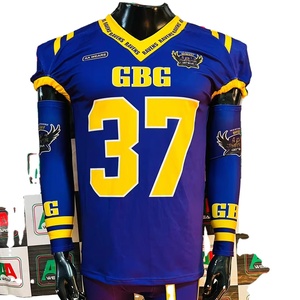 Camiseta de fútbol americano, pantalones de talla grande con mangas cortas, transpirable, estirable, sublimación, hecho a medida, Pakistán, fotos reales - Product Image 1