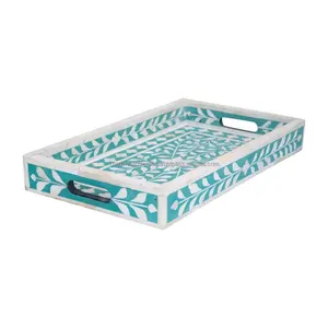 Bandeja de artesanía con incrustaciones de resina de hueso rectangular de tamaño personalizado moderno, pieza de declaración versátil de primavera, festivales de boda interiores - Product Image 3