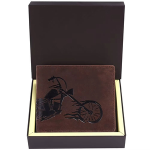 Men's Genuine Leather <b>Wallet</b> Vintage Embossed Horse Bike Design Fold Closure Short Style Handmade Daily Use <b>RFID</b> <b>Wallets</b> - Product Image 2