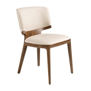 Chaise de salle à manger contemporaine en bois avec assise rembourrée et design incurvé moderne – Idéale pour hôtel, café et usage domestique - Product Image 1