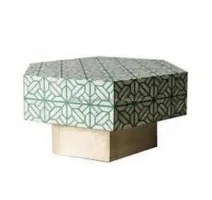 Mesas auxiliares con incrustaciones de hueso modernas, mesa de centro de resina de madera MDF para sala de estar y comedor de la India - Product Image 2
