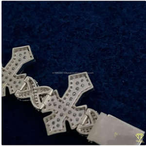 Bracelet à maillons croisés en diamant VVS1 de qualité Moissanite Diamond Pass Diamond Tester Heavy Quality 925 Sterling Silver for Unisex - Product Image 2