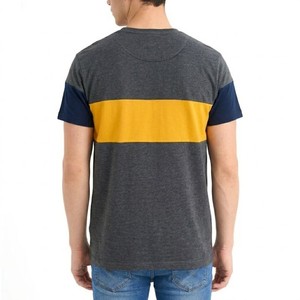 Top Quality <b>Stripe</b> Panel <b>T</b> <b>Shirt</b> <b>Men</b> Half Sleeve Soft Cotton Breathable Casual Summer Wear Comfortable Stylish Daily Outfit - Product Image 2