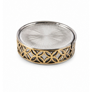 Ensemble de sous-verres en métal or orchidée de luxe avec support, sous-verres en acier inoxydable martelé, vaisselle artisanale pour la décoration de la maison - Product Image 6