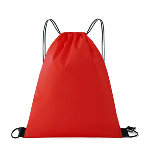 pink Polyester Drawstring <b>Backpack</b> Adjustable <b>Strap</b> Lightweight Casual Gym Bag Solid Color Unisex - Product Image 5