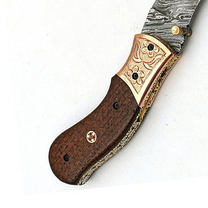 Damascus Steel Folding Pocket Knife Handmade Outdoor Utility Knife Compact Design <b>Camping</b> Hiking Fishing Travel <b>Tool</b> - Product Image 5