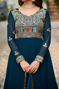 Most Beautiful Fancy Anarkali Gowns with Multi Thread Embroidery Work Wedding and Festival Wear Gowns Collections for Women - Product Image 5