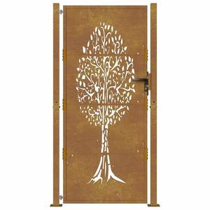 Puerta de Jardín de 39.4x68.9 Pulgadas con Diseño de Árbol, Rejilla y Puertas de Acero Corten - Product Image 4