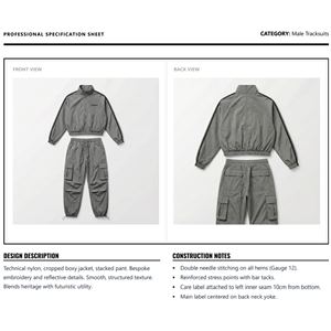 Ensemble de survêtement pour homme, veste coupe-vent en nylon, lavage à l'acide, réfléchissant, deux pièces, pantalon cargo pour homme, streetwear, respirant - Product Image 6