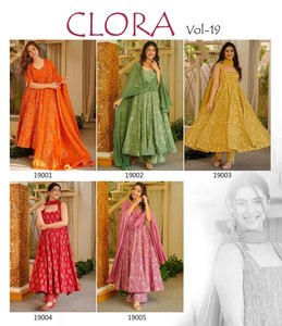 Women's RED Printed Anarkali Suit With Dupatta Floor Length Traditional Party Wear India Pakistan Style Silk <b>Dress</b> - Product Image 6