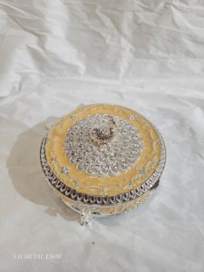 Luxury Silver Plated Peacock <b>Gift</b> <b>Box</b> Round Enamel Jewelry Case Velvet Lined Divided Utility <b>Sweet</b> Organizer Container - Product Image 4