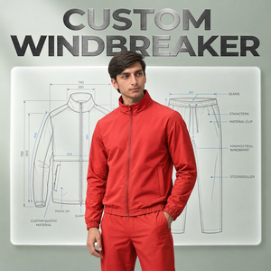 Custom Lightweight Nylon Windbreaker Outfit <b>Men</b> <b>Hoodie</b> Shorts Set Windproof Sportswear <b>Running</b> Training Fashion Wear - Product Image 5