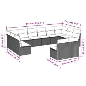 Conjunto de Sofás Modulares de Jardín de 9 Piezas en Poliratán Negro, Muebles de Jardín Modernos - Product Image 3