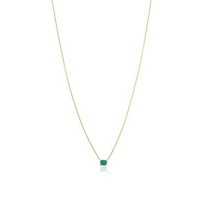 Collar con Colgante de Esmeralda Zambiana Minimalista, Estilo Solitario, en Oro Amarillo de 18K, Joyería de Alta Calidad, Regalo de Graduación - Product Image 1