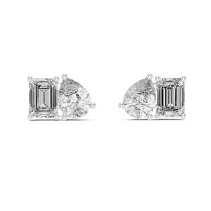 IGI Certified E Color <b>Emerald</b> and Pear Cut Lab Grown Diamond <b>Earrings</b> 18K Gold Women Trendy <b>Studs</b> Synthetic Jewelry 3.60 CTW - Product Image 3