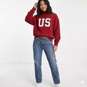 Women Oversized Mock Neck Top Warm Cozy Relaxed Fit Loose <b>Frame</b> Comfortable Daily Wear Fresh Style Clothing - Product Image 1