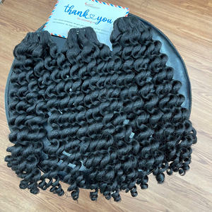 Steam <b>Curly</b> Human <b>Hair</b> Double Drawn Weft <b>Hair</b> <b>Extensions</b> Beautiful and Shiny Ready to Ship raw <b>hair</b> bundles double drawn - Product Image 6