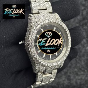นาฬิกาข้อมือหรูหรา Ice Look ระบบจักรกล Miyota หน้าปัดอนาล็อก ประดับเพชร สายสแตนเลสสตีล ระบบควอตซ์ สำหรับทุกเพศ - Product Image 2
