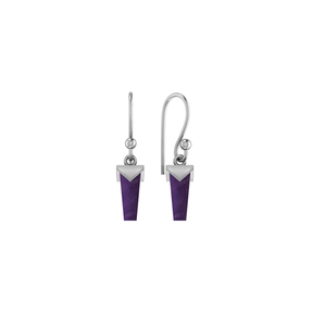Premium High Finish 925 Sterling <b>Silver</b> Amethyst Pencil Shape Dangle <b>Earrings</b> Hook Bezel Setting Trendy <b>Wedding</b> Gift - Product Image 1