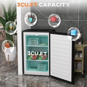 Small 3 Cu Ft Upright Freezer in Black with Adjustable Thermostat and Reversible Door for Apartments - Product Image 2