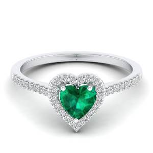 แหวนเงินแท้ 925 รับรองโดย REYES GRA ประดับเพชรโมอิสซาไนต์ VVS รูปหัวใจ 0.61 กะรัต พร้อมพลอยมรกตทรงรัศมี - Product Image 1