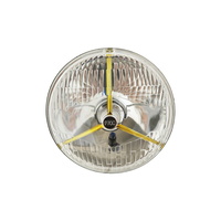 7 Inch Tripod Tri-Bar Headlamps LHD Lucas Type P700 Headlight Golden Frame With Halogen H4 Conversion Fitting (No Bulb)