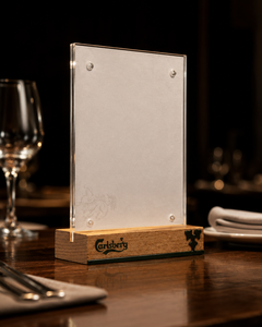Modern Acrylic Menu Holder Wooden Base Elegant T-Shape <b>Table</b> Tent Sign Holder for Restaurant <b>Display</b> - Product Image 1