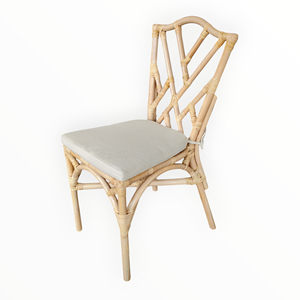 Silla de Comedor de Ratán Natural, Estilo Tradicional Moderno para Exteriores, con Cojín de Algodón Blanco, Patas de Madera, Muebles Ecológicos para el Hogar y Hoteles - Product Image 3