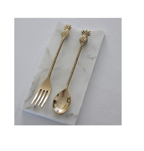 ช้อนทองเหลืองราคาแพง ช้อนทองเหลืองขายดีที่สุด และชุดช้อนส้อมลายสับปะรด ด้ามจับลายสับปะรด 2 ชิ้น - Product Image 1