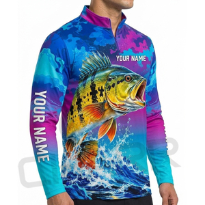 Camisetas de Pesca con Protección Solar UPF 50, de Secado Rápido, con Cuello Mao, Diseño Personalizado con Impresión Digital, 100% Poliéster, Nuevo Diseño, para Verano - Product Image 2