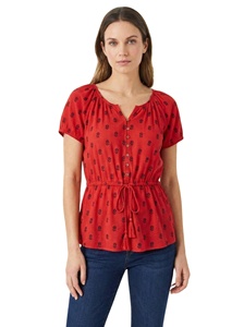 Blusas Elegantes de Rayón para Mujer, Manga Corta, Botones Geométricos, Estilo Vintage, Borlas Simples, Blusas Casuales Tejidas, Ecológicas, Primavera Otoño - Product Image 3