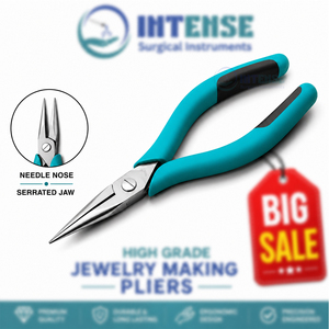 Grande vente : Pince à bec fin légère à mâchoires dentelées pour la fabrication de bijoux, couleur personnalisée, en acier inoxydable, outil pour bijoutiers et artisans - Product Image 1