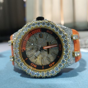 Reloj de Lujo con Diamantes Moissanite VVS Chapados en Oro, Movimiento Automático Digital, Acero Inoxidable, Estilo Hip Hop, Relojes de Cuarzo con Diamantes - Product Image 4