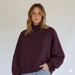 Sweat-shirt en molleton à col montant pour femme, personnalisable – Écologique, séchage rapide, mélange polyester/coton, hiver/automne, décontracté, manches longues - Product Image 1