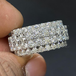 Round Brilliant Cut Moissanite Diamond Full <b>Eternity</b> Engagement Wedding Band 925 Sterling <b>Silver</b> Iced Hop Hop <b>Ring</b> Men's Jewelry - Product Image 1