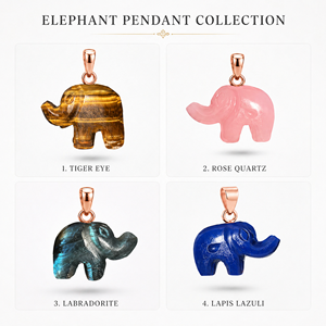 Natural Gemstone Elephant Pendant Silver Plated Hand Carved <b>Animal</b> Charm Necklace Healing <b>Crystal</b> Jewelry Wholesale - Product Image 3