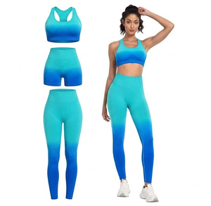 Mid-Waist Two-Piece Fitness Sports Set for Women Breathable Elastic Solid Pattern Push-Up <b>Vest</b> Knee-Length Shorts Sleeveless - Product Image 6