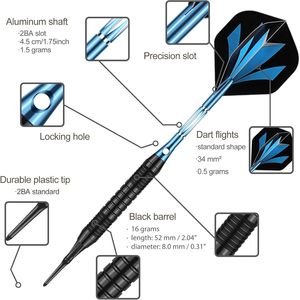Juego de Dardos de Punta Blanda Arcoíris Coloridos, 50 Anillos Anti-Desprendimiento, 6 Ejes Duraderos, 6 Plumas Adicionales, 50 Puntas Blandas Adicionales de Plástico Electr - Product Image 2