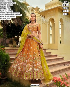 Aabroo - Lehenga Choli Tradicional de Seda Bordada con Dupatta Bhandhani de Gujarat, Largo hasta el Suelo, para Mujer, Ideal para Fiestas, Bodas y Diwali - Product Image 2