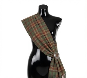 Women's Long Wool Plaid Scarf Reversible Blue Black Checkered Pattern All Seasons Daily Wear - Product Image 2