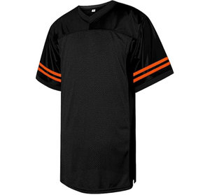 Premium Quality Men Black Mesh <b>Baseball</b> Jersey Short Sleeve V-Neck Moisture Wicking Striped Orange Trim Regular Fit All Seasons - Product Image 2
