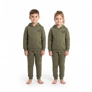 Best Quality Active Kids Half <b>Zip</b> <b>Hooded</b> Tracksuit Cotton Pullover Jogger Set Custom Logo Clothing For kids - Product Image 5