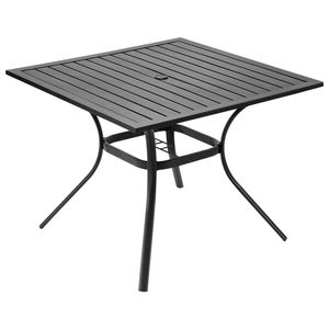 Tavolo da pranzo quadrato da esterno in metallo da 37 pollici con foro per ombrellone da 1,5 pollici, resistente alle intemperie, per patio, giardino, bistrò, centro commerciale - Product Image 1